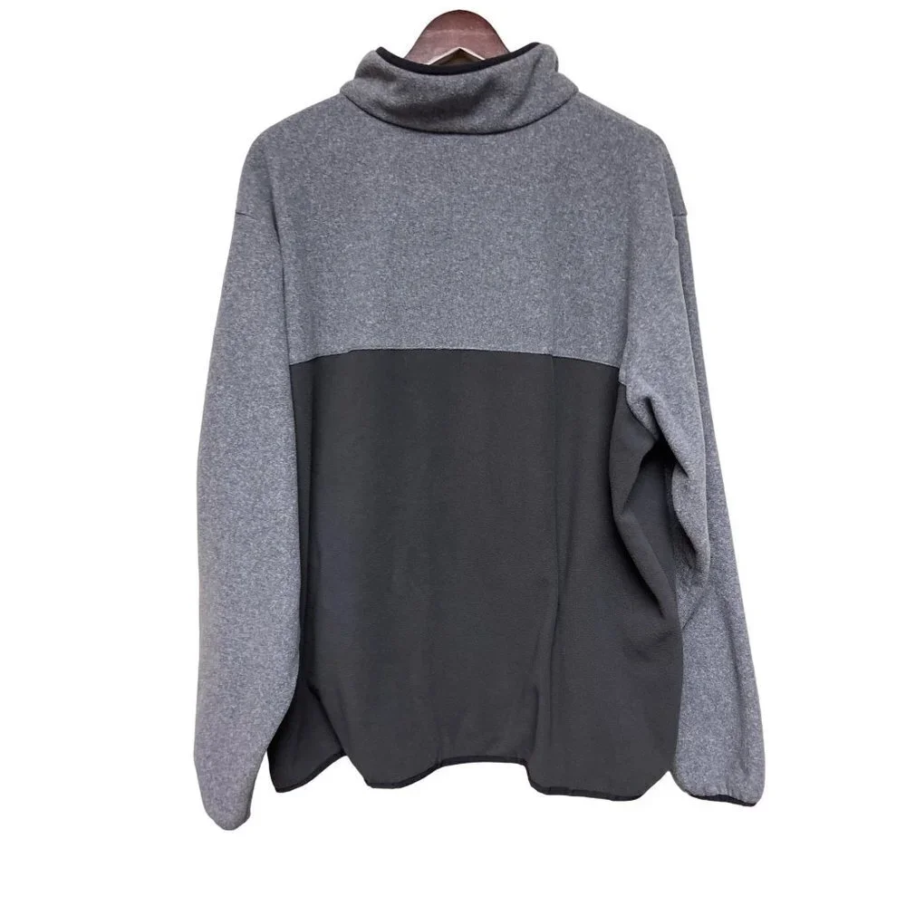 Columbia Color Block Grey Black 1/4 Snap Long Sleeve Fleece Pull Over Shirt XXL